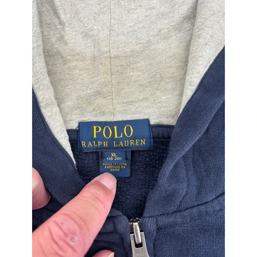 Polo Ralph Lauren Mens XL Navy Blue American Flag Full Zip Hoodie Sweatshirt